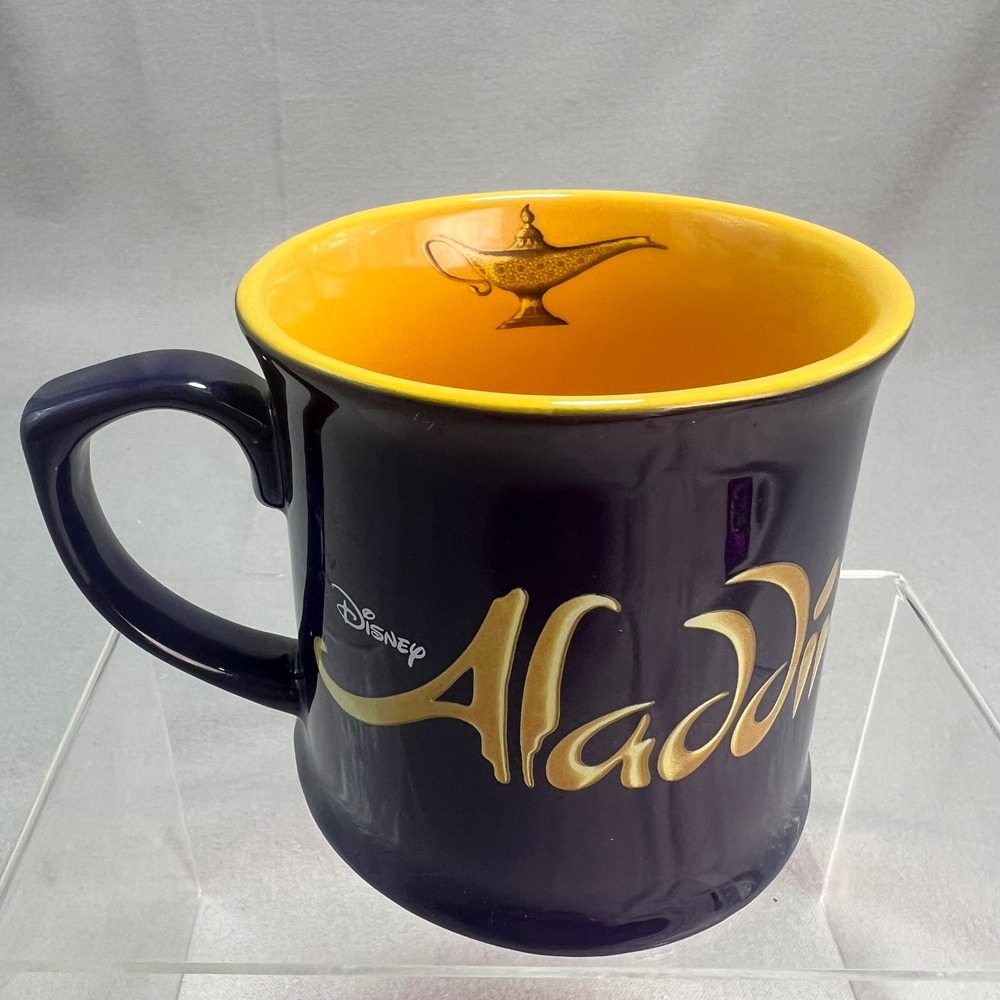 Disney Aladdin Broadway Musical‎ Coffee Mug Purple Yellow Genie Lamp Inside